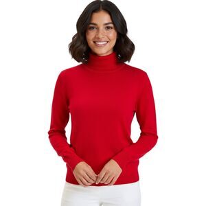 Luxury Red 100% Cashmere Turtleneck Sweater XL 2 Ply Jumper Pullover Cashmere